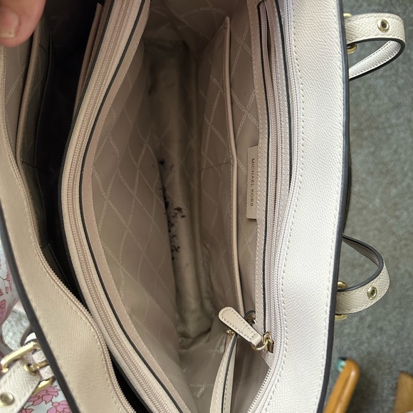 Michael Kors Voyager Medium Brown & Pink Tote Pocketbook Bag Logo Gold - Picture 3 of 5